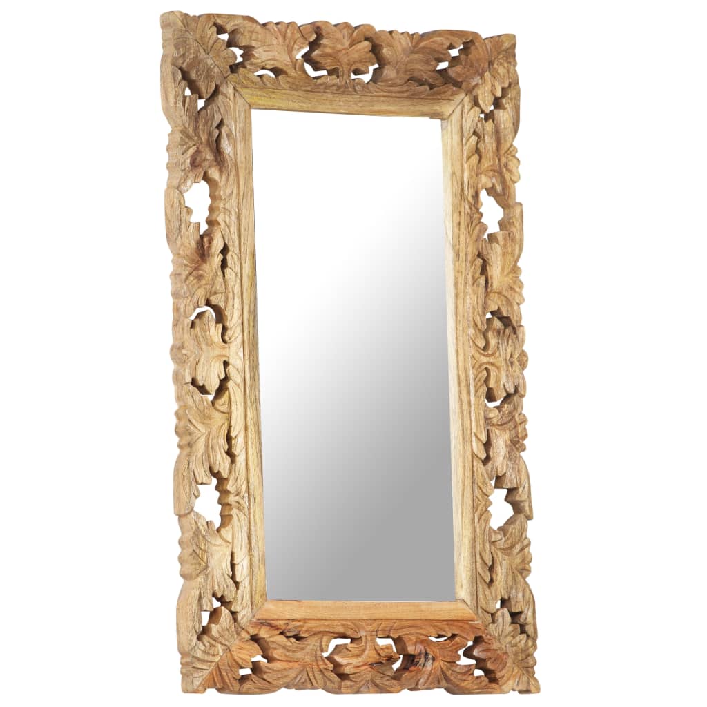 Hand Carved Mirror Brown 80x50 cm Solid Mango Wood