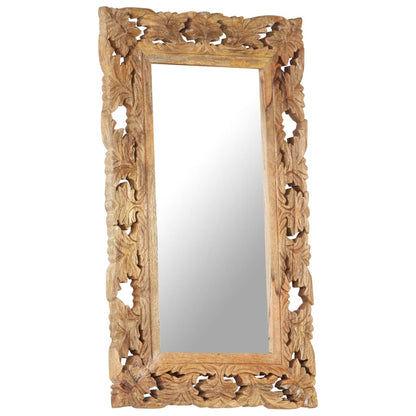 Hand Carved Mirror Brown 80x50 cm Solid Mango Wood