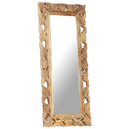 Hand Carved Mirror Brown 110x50 cm Solid Mango Wood