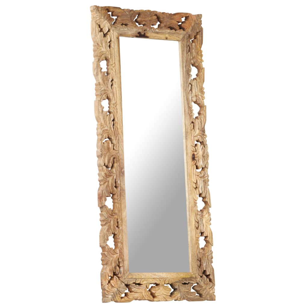 Hand Carved Mirror Brown 110x50 cm Solid Mango Wood