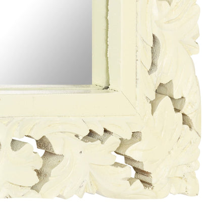 Hand Carved Mirror White 110x50 cm Solid Mango Wood