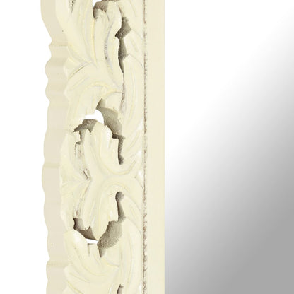 Hand Carved Mirror White 110x50 cm Solid Mango Wood