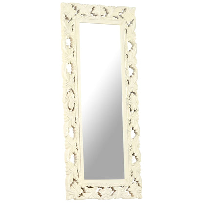 Hand Carved Mirror White 110x50 cm Solid Mango Wood