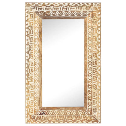 Hand-Carved Mirror 80x50x2.6 cm Solid Mango Wood