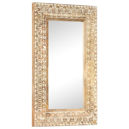 Hand-Carved Mirror 80x50x2.6 cm Solid Mango Wood