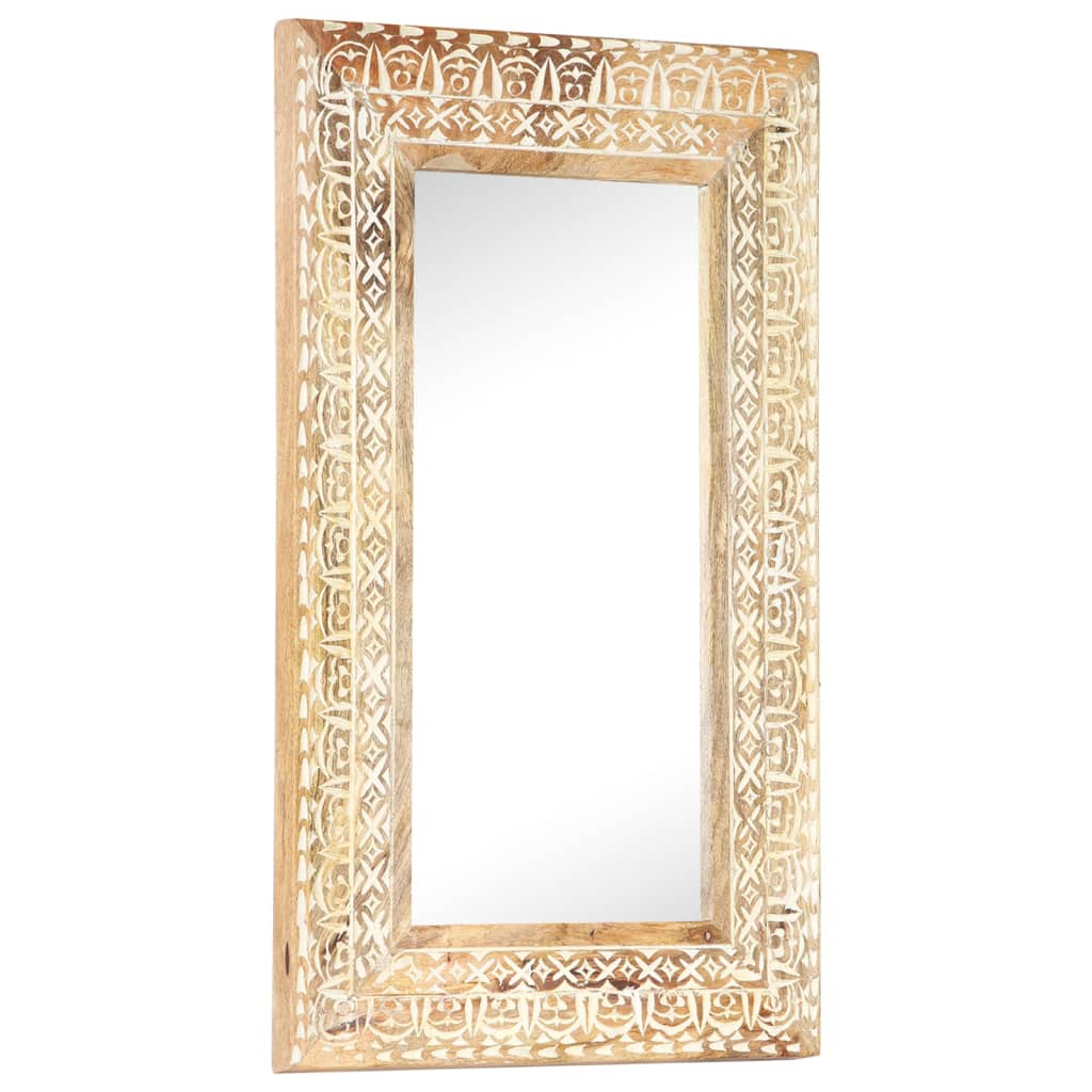 Hand-Carved Mirror 80x50x2.6 cm Solid Mango Wood