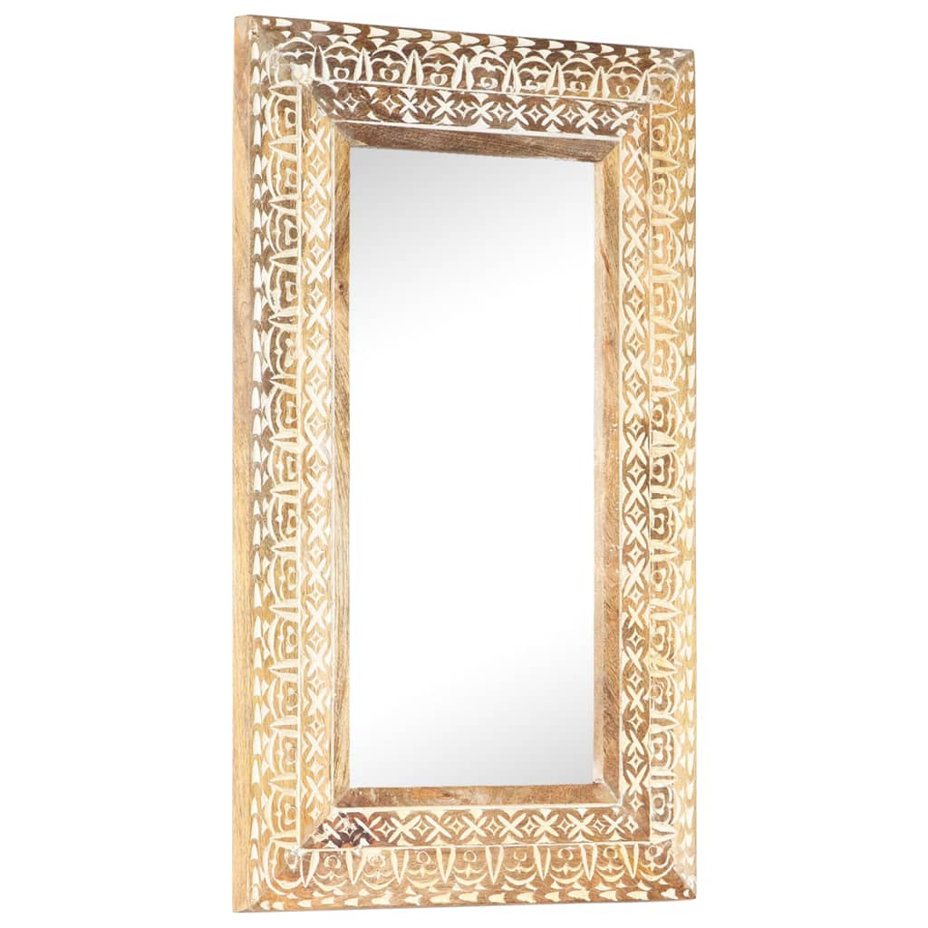 Hand-Carved Mirror 80x50x2.6 cm Solid Mango Wood