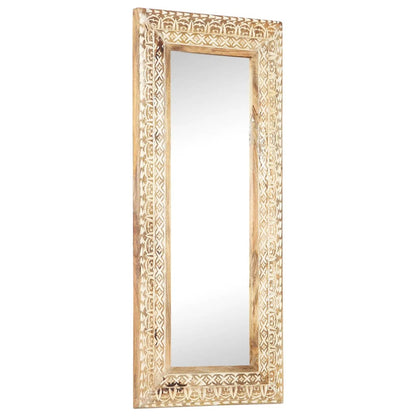 Hand-Carved Mirror 110x50x2.6 cm Solid Mango Wood