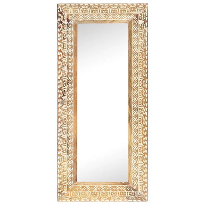 Hand-Carved Mirror 110x50x2.6 cm Solid Mango Wood