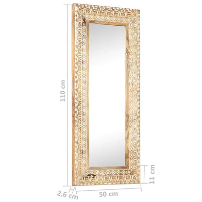 Hand-Carved Mirror 110x50x2.6 cm Solid Mango Wood