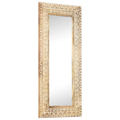 Hand-Carved Mirror 110x50x2.6 cm Solid Mango Wood