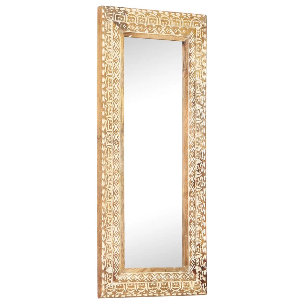 Hand-Carved Mirror 110x50x2.6 cm Solid Mango Wood