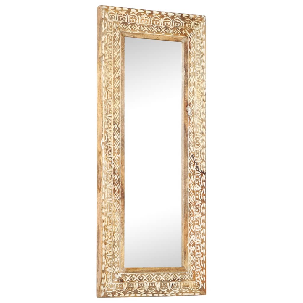 Hand-Carved Mirror 110x50x2.6 cm Solid Mango Wood