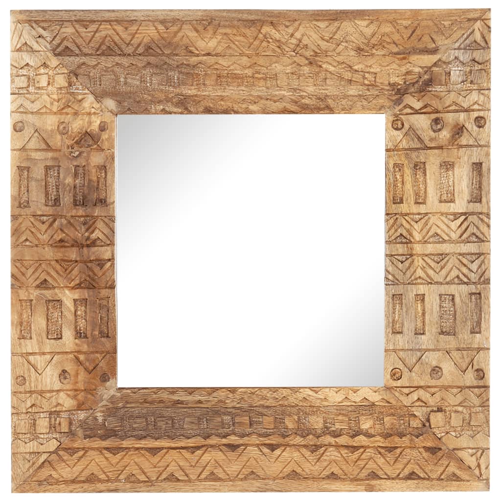 Hand-Carved Mirror 50x50x2.5 cm Solid Mango Wood