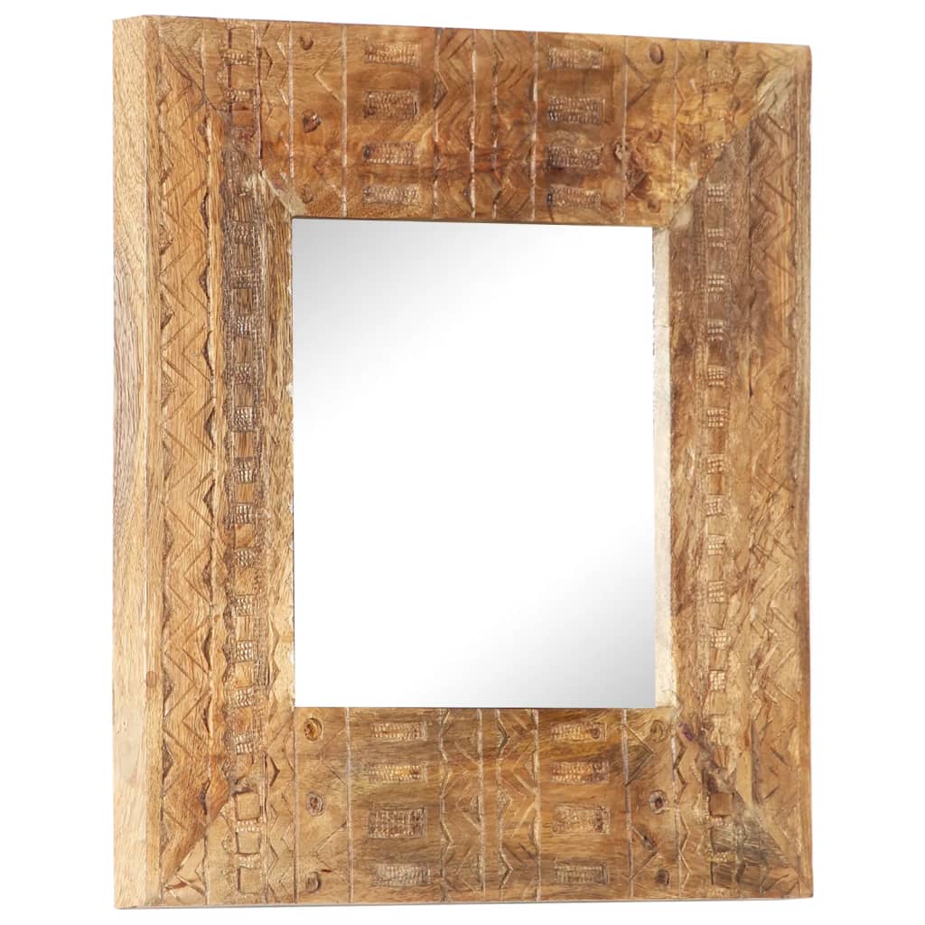 Hand-Carved Mirror 50x50x2.5 cm Solid Mango Wood