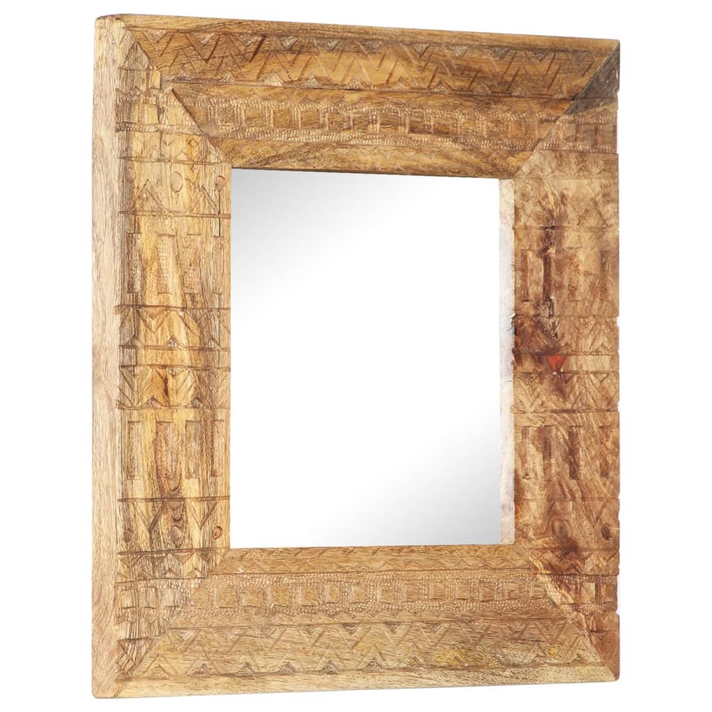 Hand-Carved Mirror 50x50x2.5 cm Solid Mango Wood