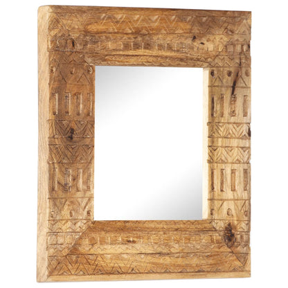 Hand-Carved Mirror 50x50x2.5 cm Solid Mango Wood