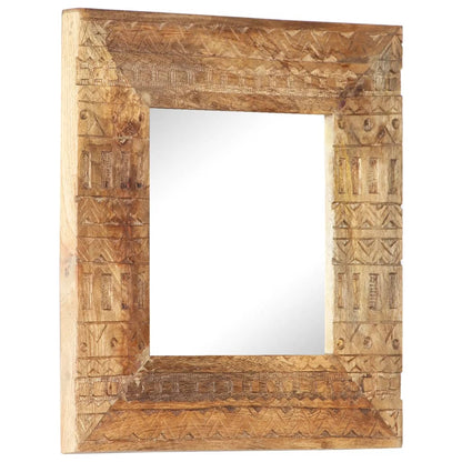 Hand-Carved Mirror 50x50x2.5 cm Solid Mango Wood