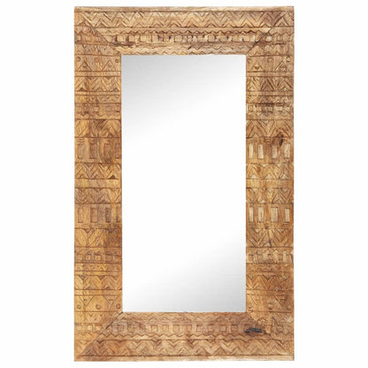 Hand-Carved Mirror 80x50x2.5 cm Solid Mango Wood