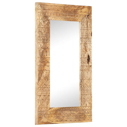 Hand-Carved Mirror 80x50x2.5 cm Solid Mango Wood