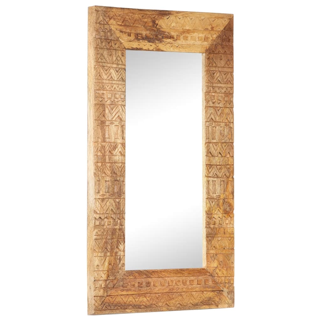 Hand-Carved Mirror 80x50x2.5 cm Solid Mango Wood