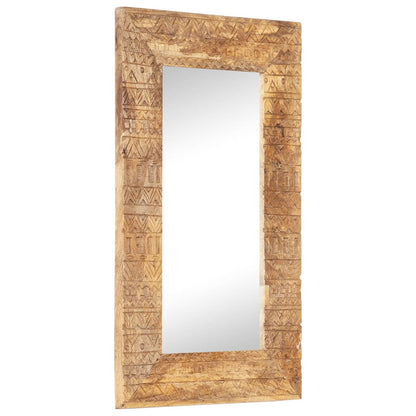 Hand-Carved Mirror 80x50x2.5 cm Solid Mango Wood