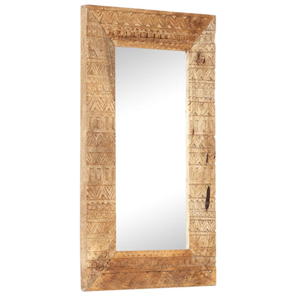 Hand-Carved Mirror 80x50x2.5 cm Solid Mango Wood