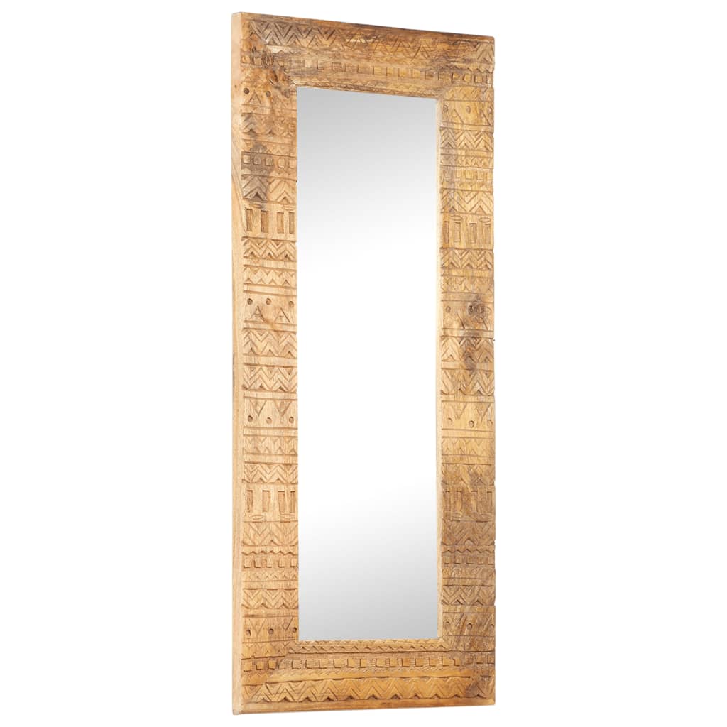 Hand-Carved Mirror 110x50x2.5 cm Solid Mango Wood