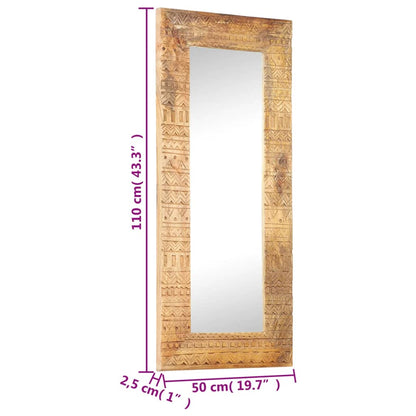 Hand-Carved Mirror 110x50x2.5 cm Solid Mango Wood