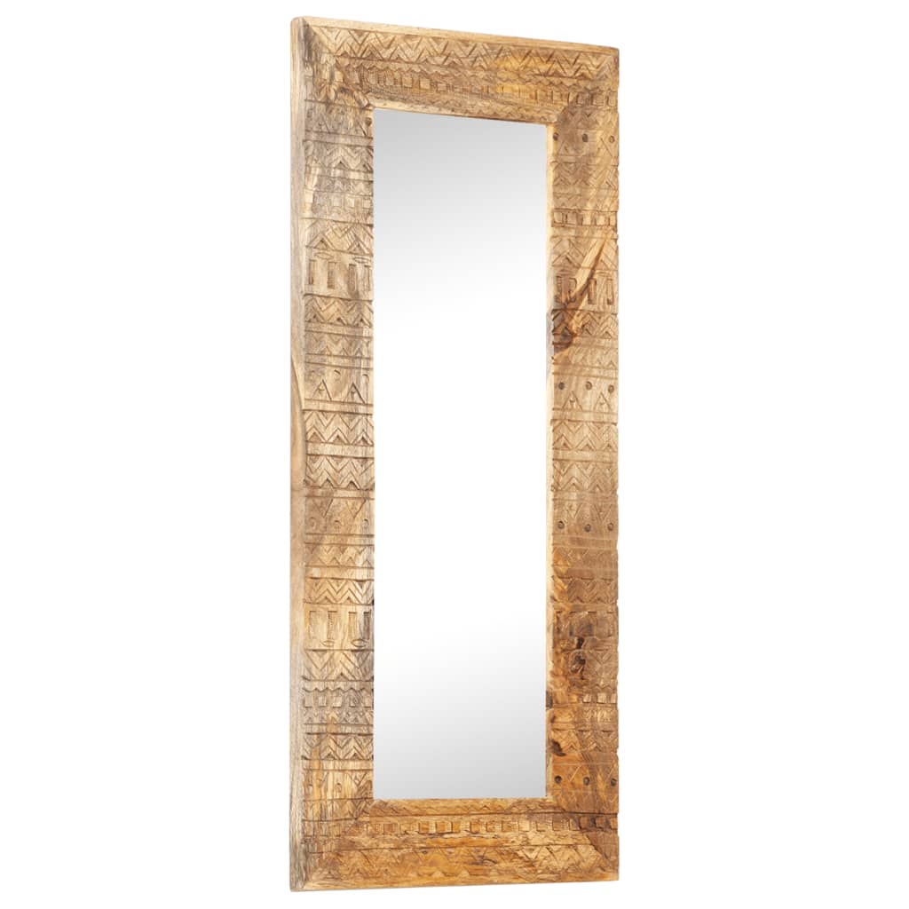 Hand-Carved Mirror 110x50x2.5 cm Solid Mango Wood