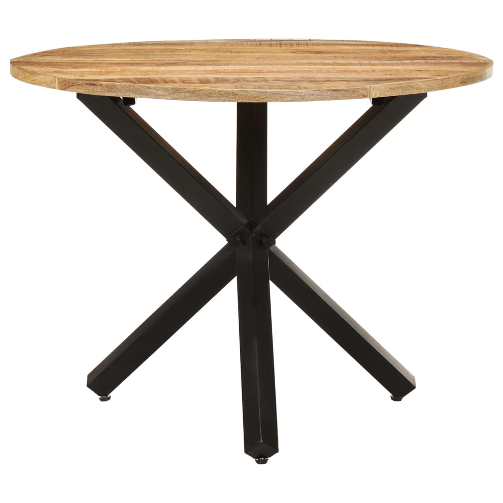 Dining Table Round 100x100x75 cm Rough Mango Wood