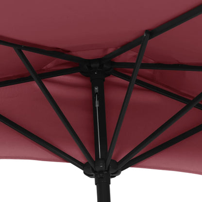 Balcony Parasol with Aluminium Pole Bordeaux Red 270x144x222 cm Half