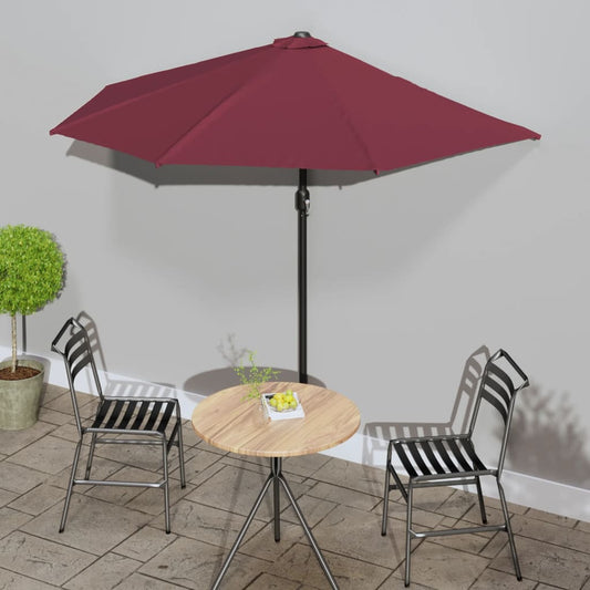 Balcony Parasol with Aluminium Pole Bordeaux Red 270x144x222 cm Half