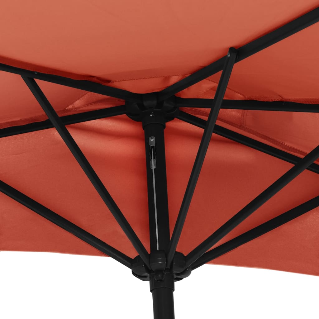 Balcony Parasol with Aluminium Pole Terracotta 270x144x222 cm Half