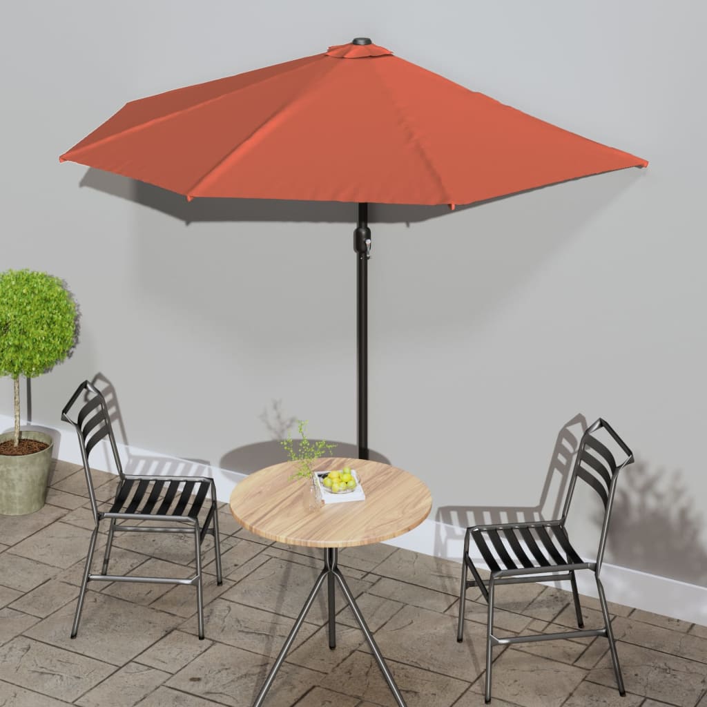 Balcony Parasol with Aluminium Pole Terracotta 270x144x222 cm Half