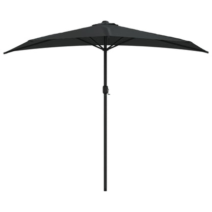 Balcony Parasol with Aluminium Pole Black 270x144x222 cm Half