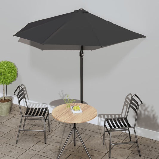 Balcony Parasol with Aluminium Pole Black 270x144x222 cm Half