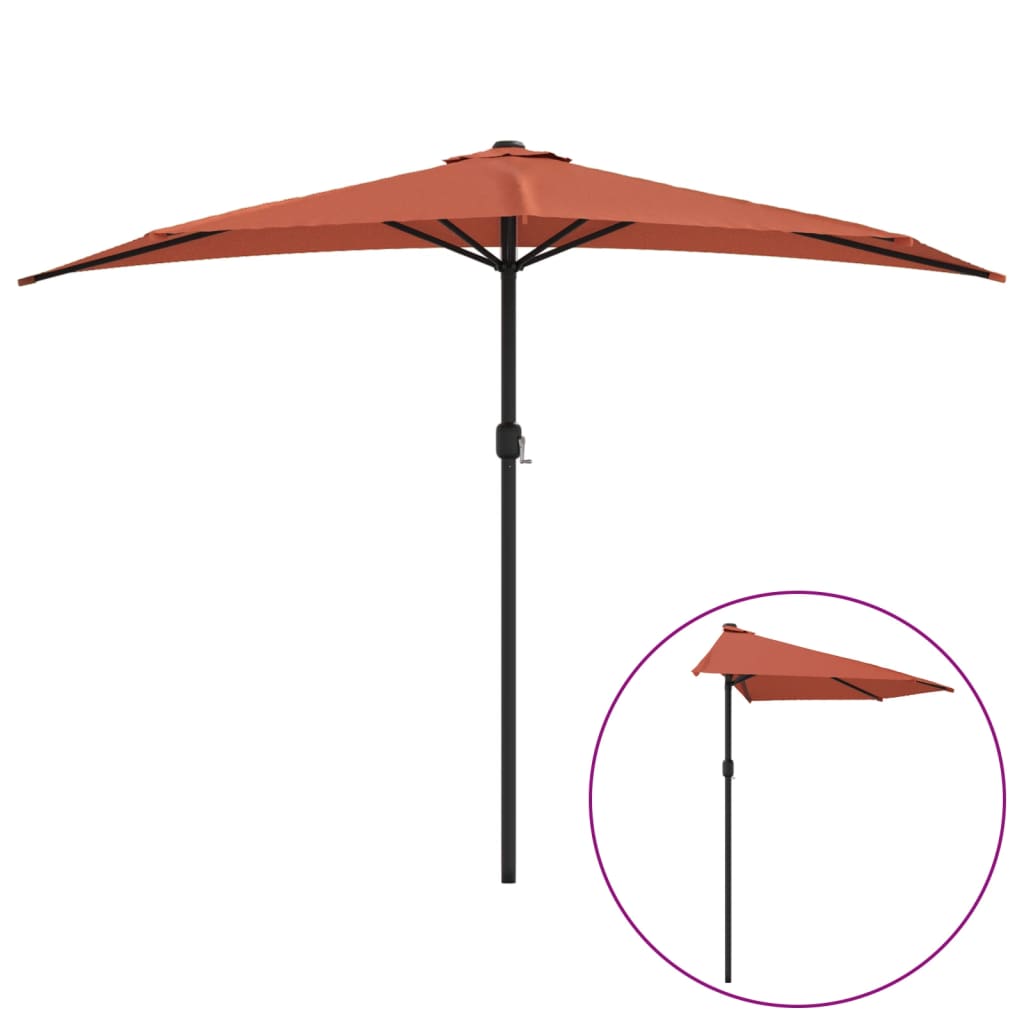 Balcony Parasol with Aluminium Pole Terracotta 300x155x223 cm Half