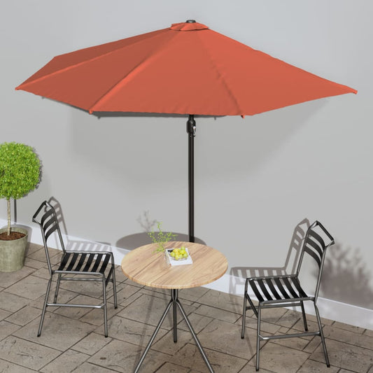 Balcony Parasol with Aluminium Pole Terracotta 300x155x223 cm Half