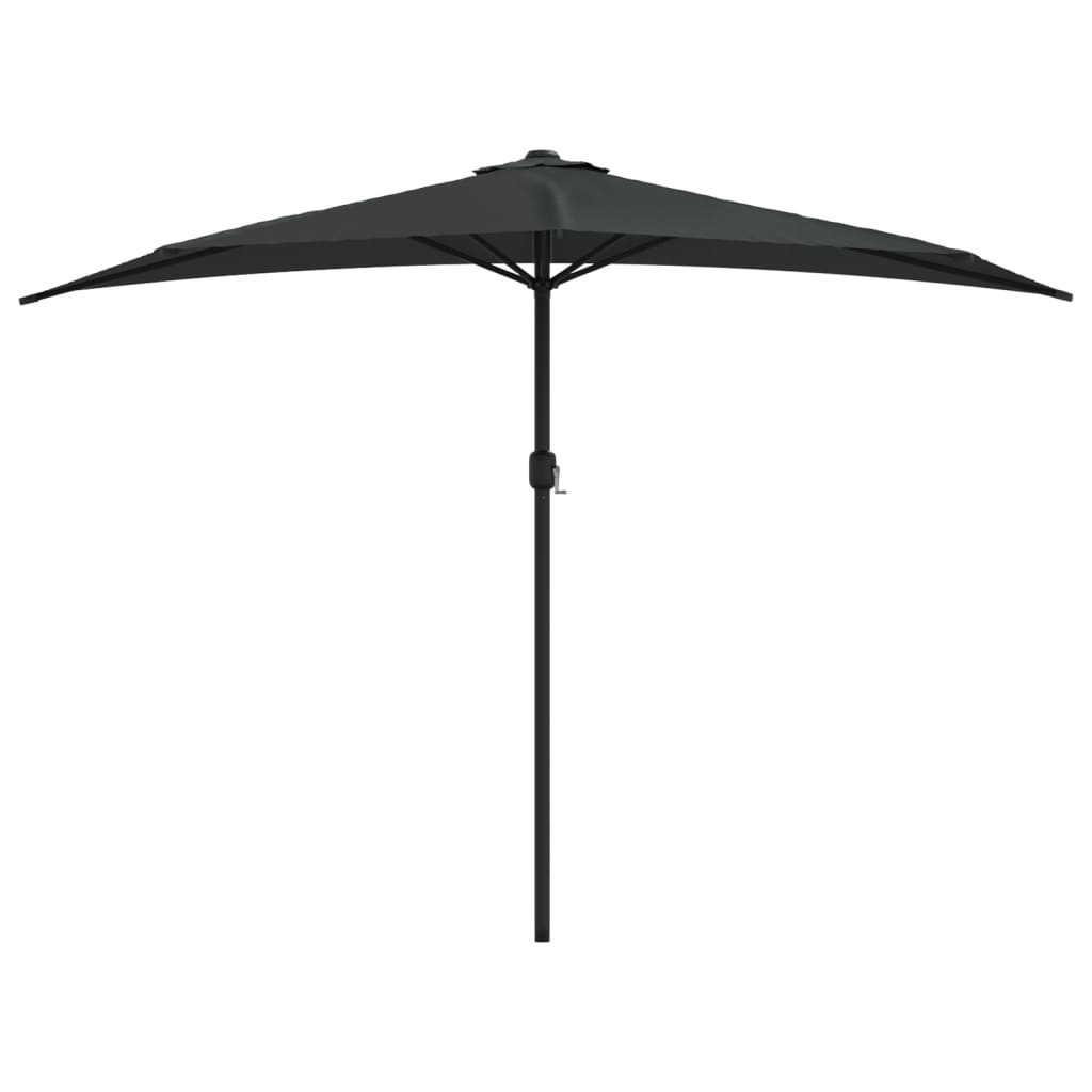 Balcony Parasol with Aluminium Pole Black 300x155x223 cm Half