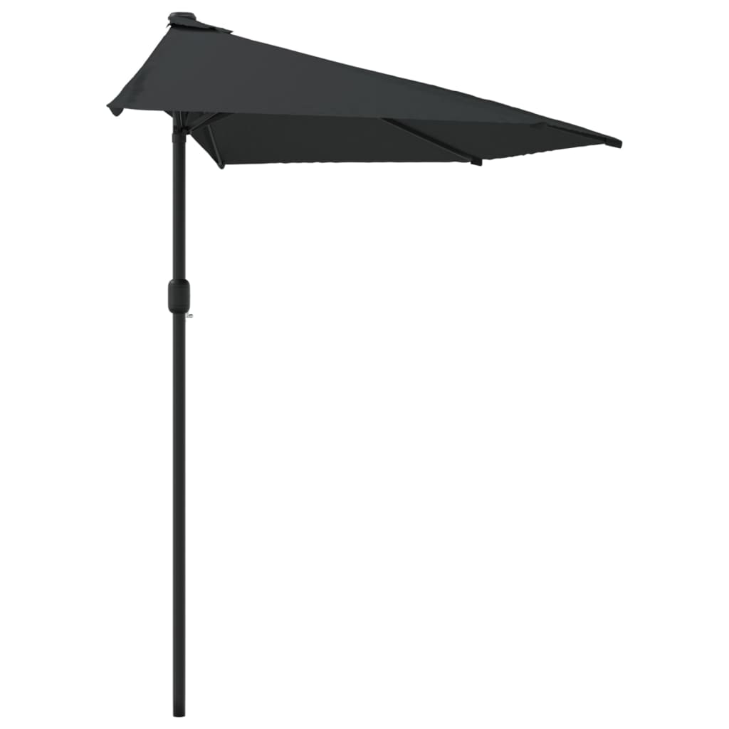 Balcony Parasol with Aluminium Pole Black 300x155x223 cm Half