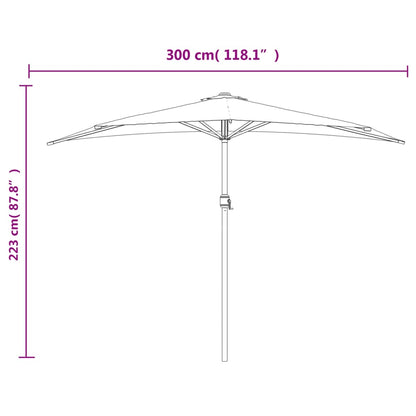 Balcony Parasol with Aluminium Pole Black 300x155x223 cm Half