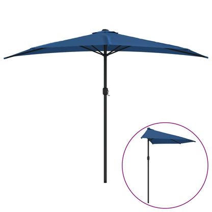 Balcony Parasol with Aluminium Pole Blue 300x155x223 cm Half