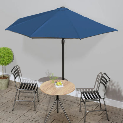 Balcony Parasol with Aluminium Pole Blue 300x155x223 cm Half