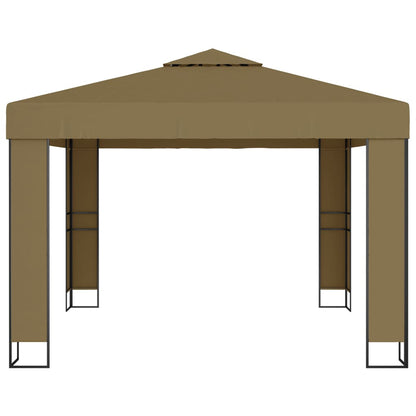 Gazebo with Double Roof 3x3x2.7 m Taupe 180 g/m²