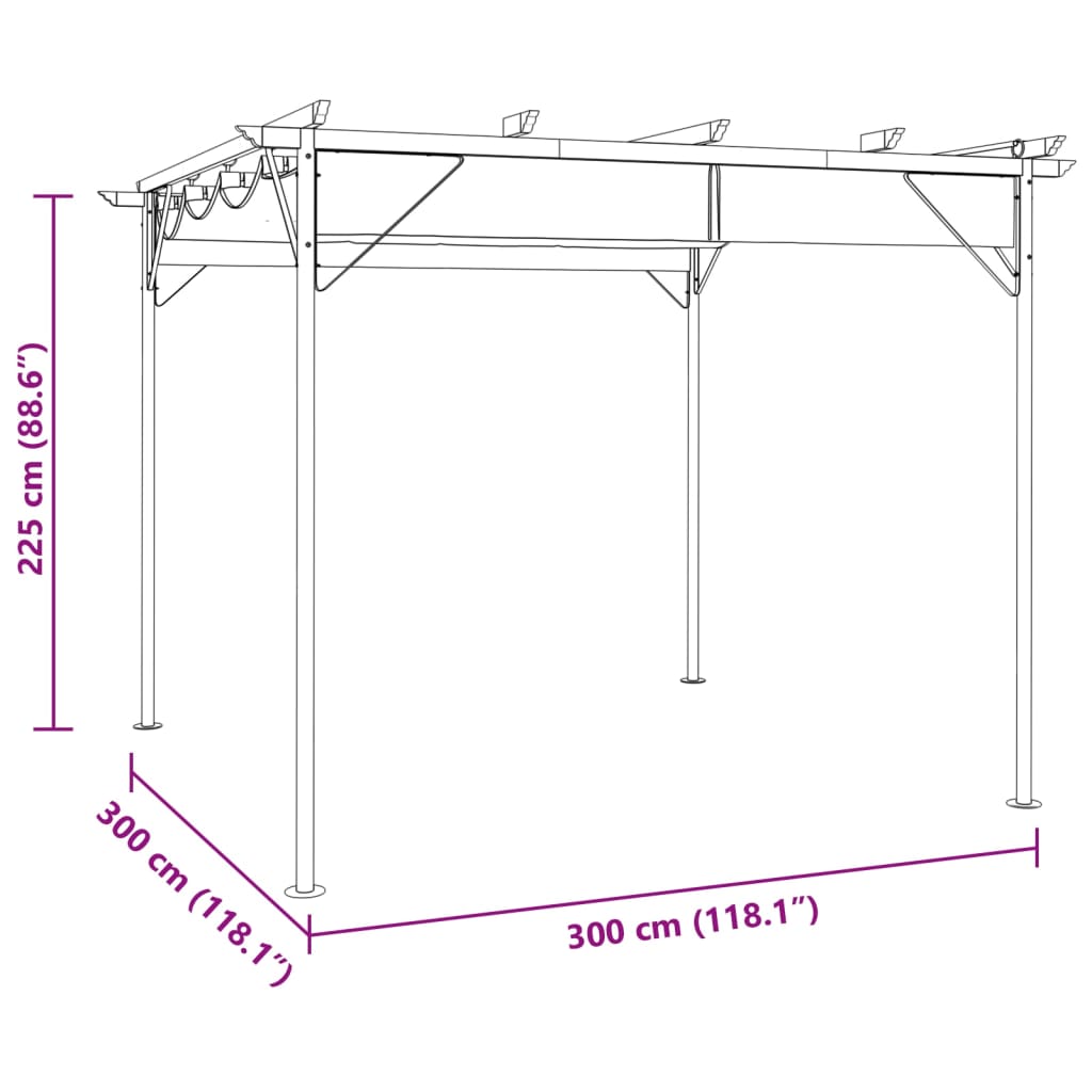 Pergola with Retractable Roof Anthracite 3x3 m Steel 180 g/m²