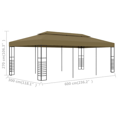 Garden Gazebo 6x3x2.7 m Taupe 180 g/m²