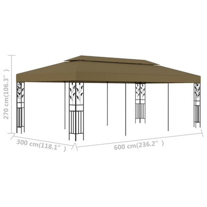 Gazebo 6x3 m Taupe 180 g/m²