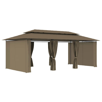 Gazebo with Curtains 600x298x270 cm Taupe 180 g/m²