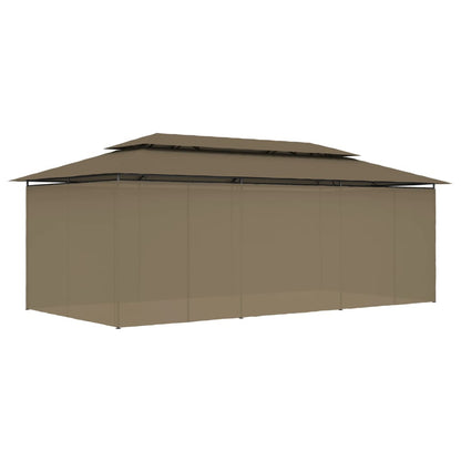 Gazebo with Curtains 600x298x270 cm Taupe 180 g/m²